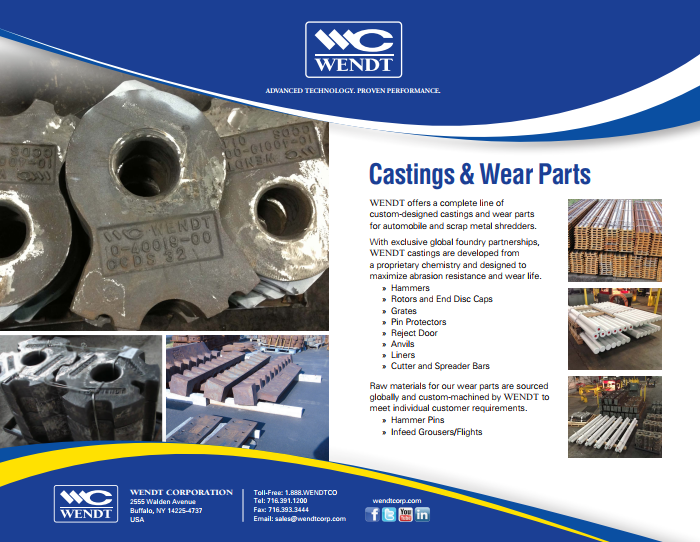 Shredder Castings & Wear Parts | WENDT CORPORATION